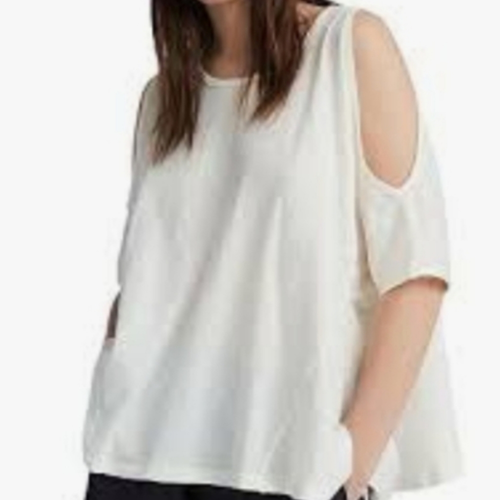 ALL SAINTS Ella Fifi Tee Cold Shoulder Pale Pink Small